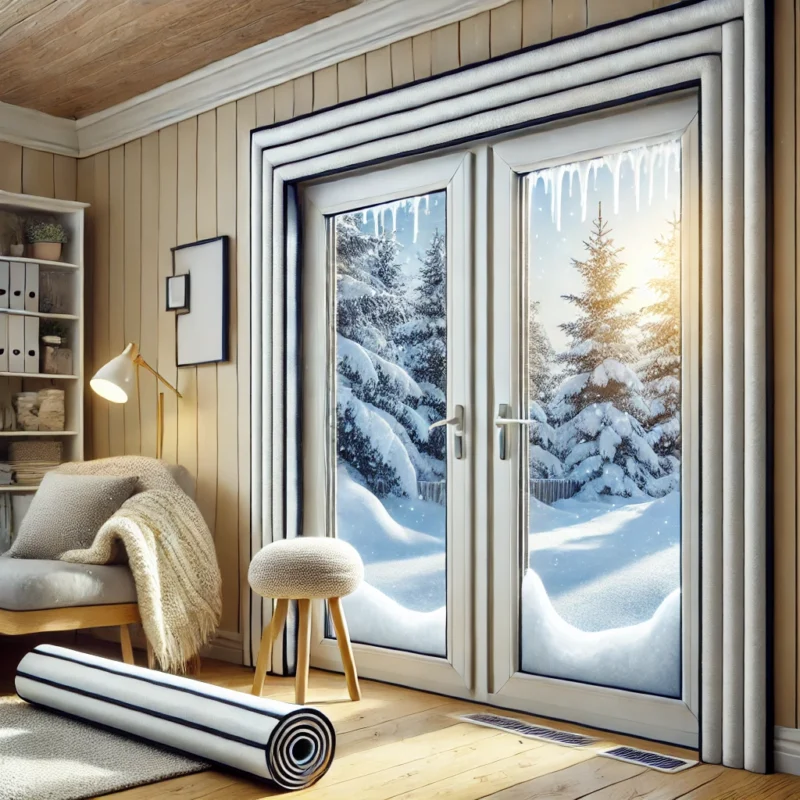 Cozy winter home in Pakistan with sealed doors and windows using self-adhesive weather stripping tapes like D-Type, E-Type, and I-Type for energy-saving insulation and draft protection during winter.